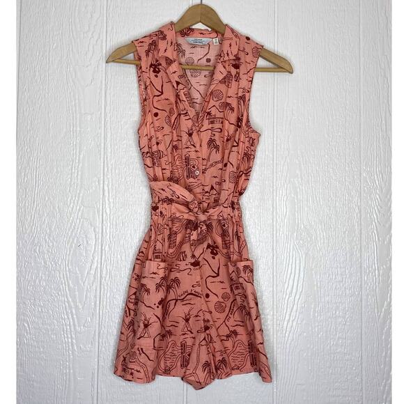 & OTHER STORIES Peach Tropical Pattern Romper US 4 - Picture 2 of 10
